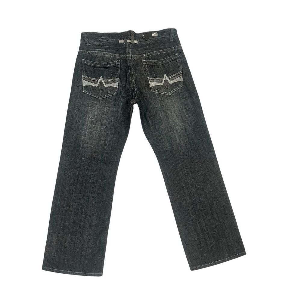 Vintage Y2k Culture Jeans Embroidered Baggy Wide Leg Denim Jeans Size 35 X 30
